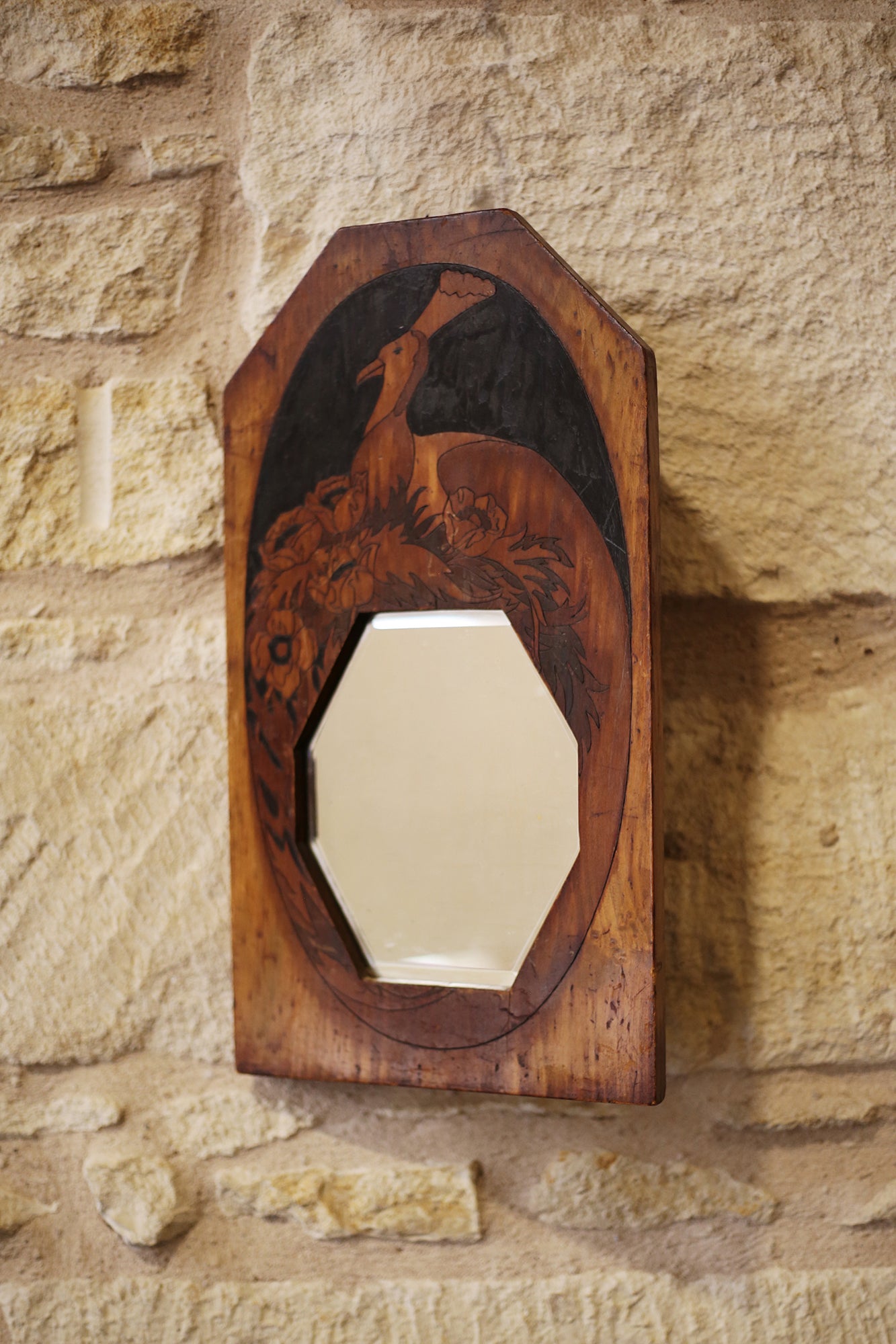 Vintage Bird Art Deco Mirror