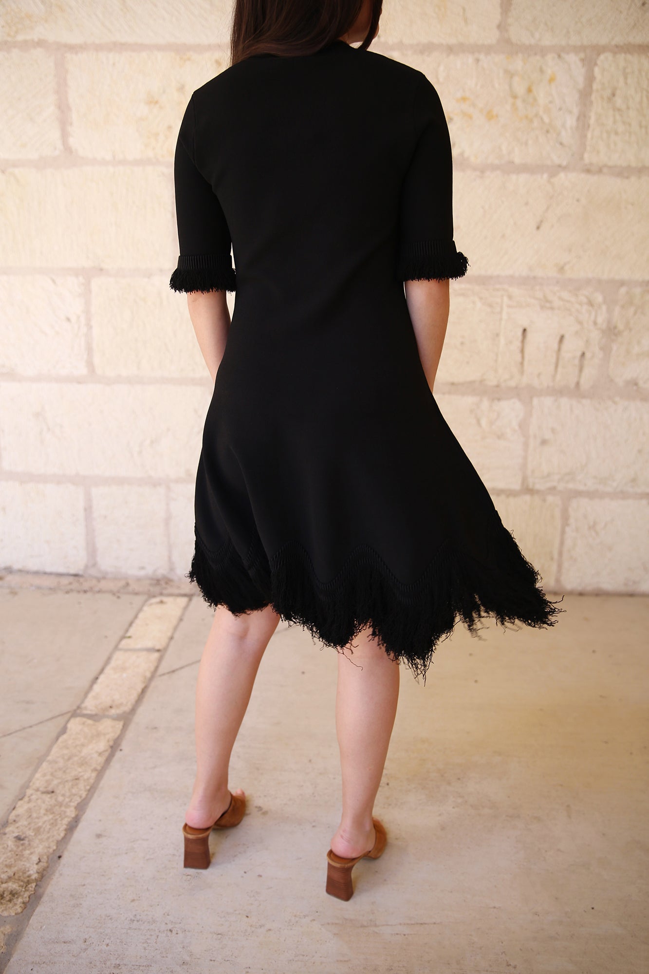 Vittoria Dress Plush Fringe Knitwear Onyx