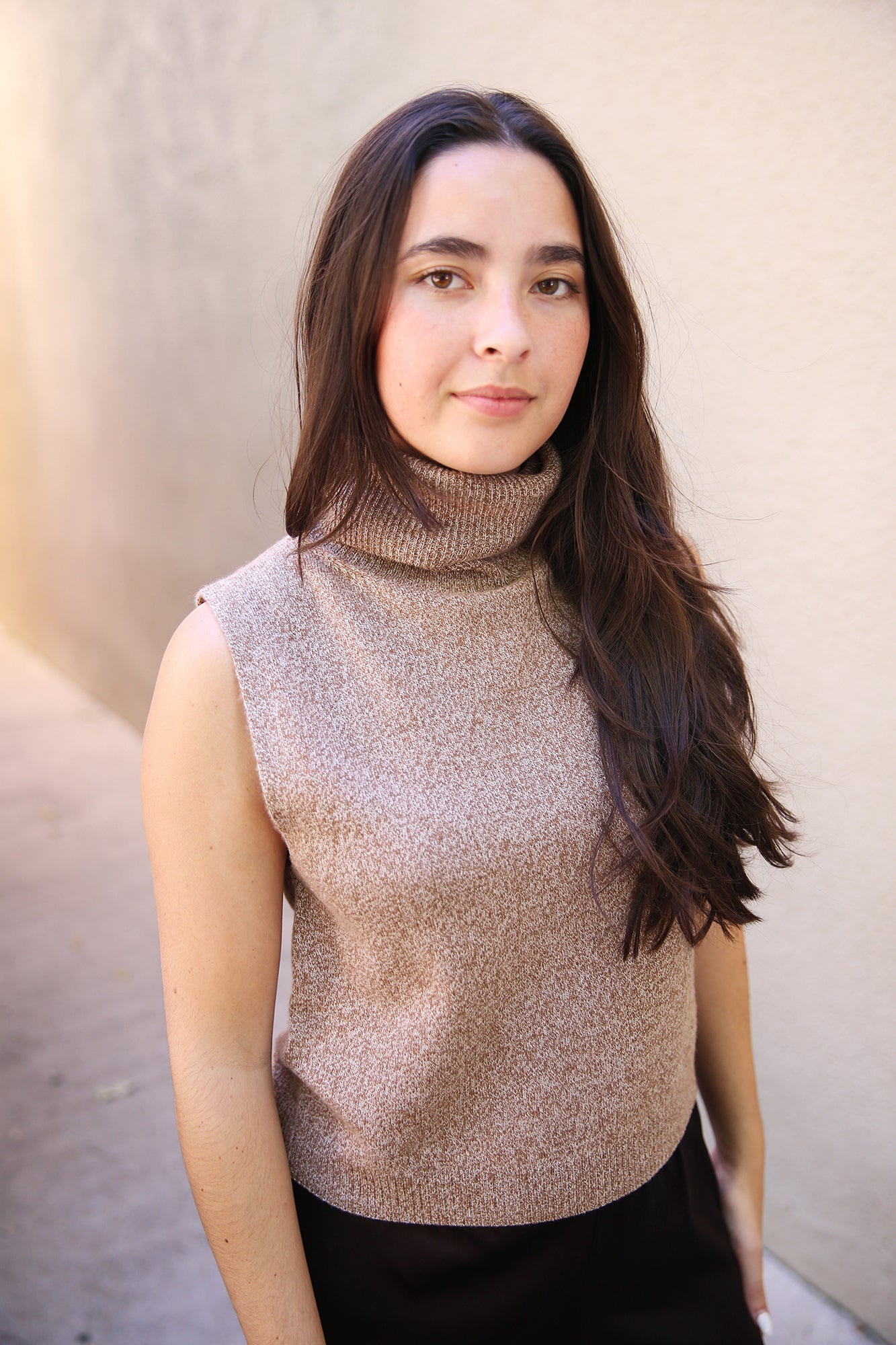 Zoe Sleeveless Cashmere/Wool Turtleneck Sweater