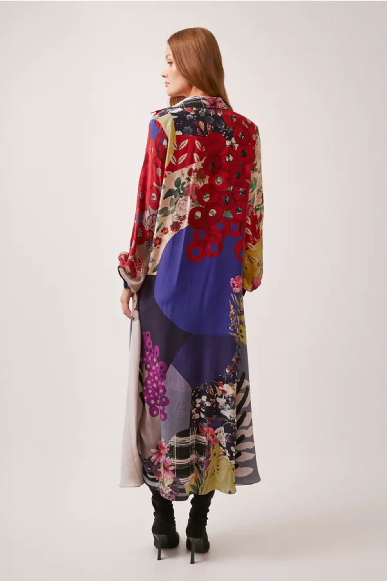 Vivid Bloom Silk Crepe Kaftan