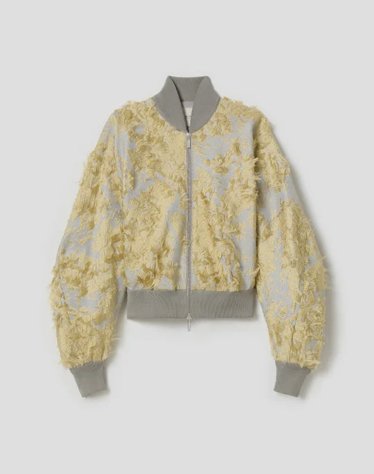 Pastel Dust Fringe Jacquard Dolman Sleeve Bomber