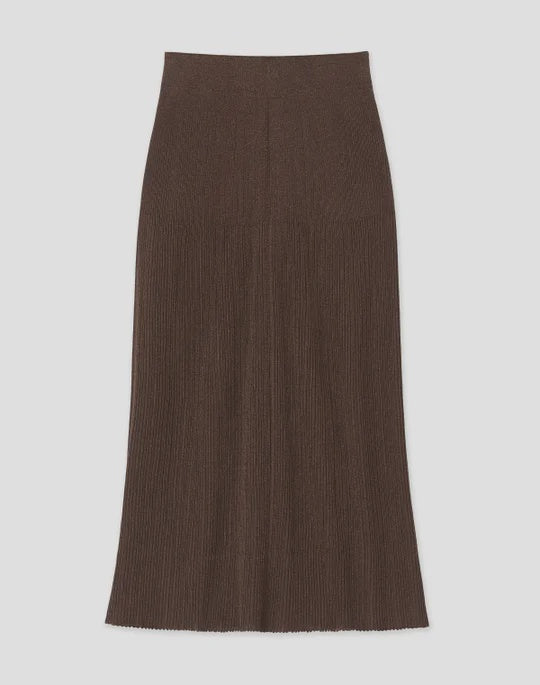 Finespun Voile Sunburst Ribbed Skirt Wood Metallic