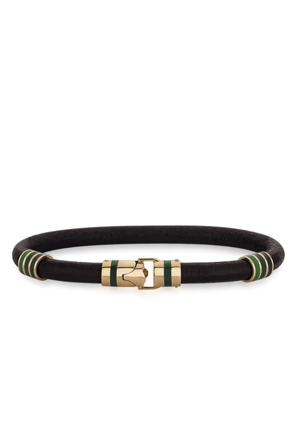 14:40 Natural Black Leather Bracelet