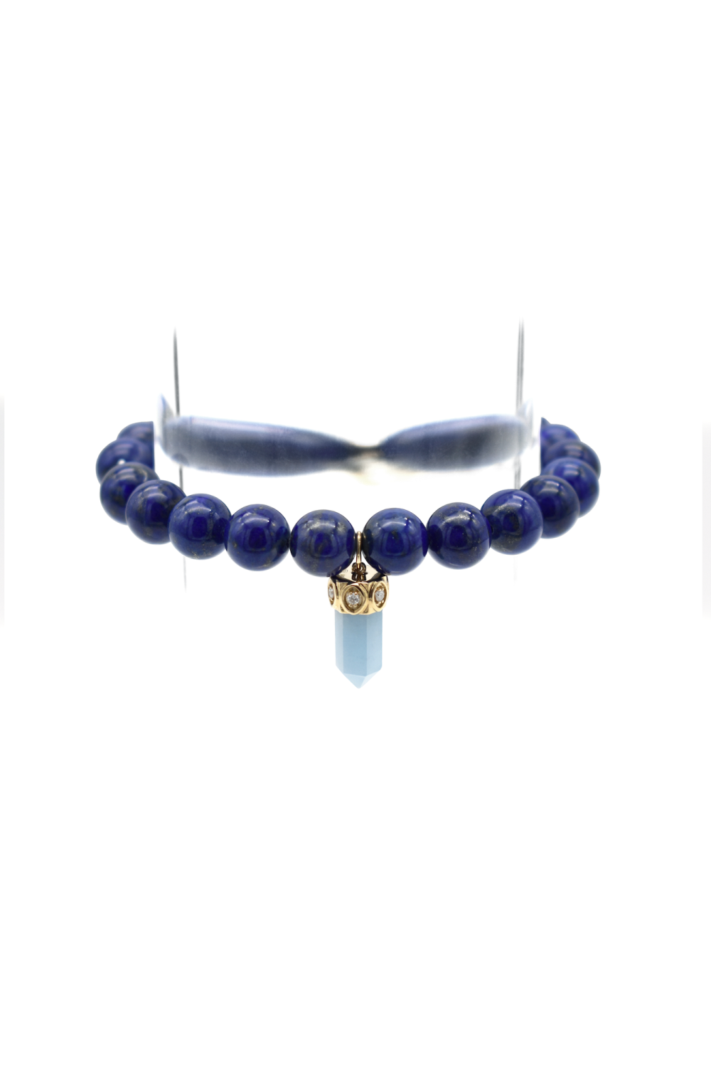 Carved Stone Lapis Beaded Bracelet