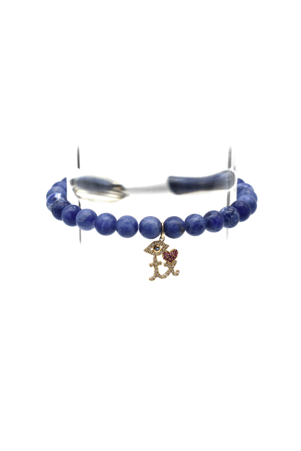 Evil Eye Heart Texas Sodalite Beaded Bracelet