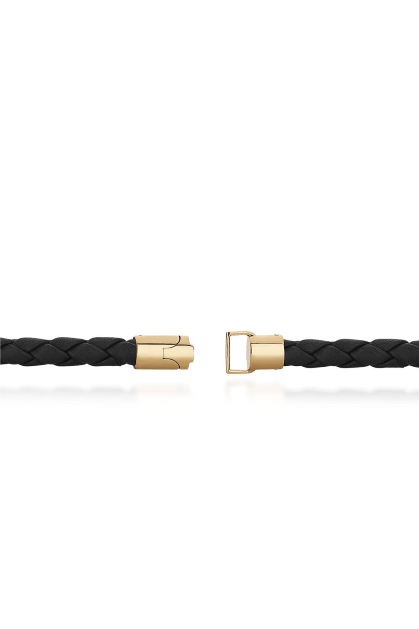 18:30 Tressed Natural Black Leather Bracelet