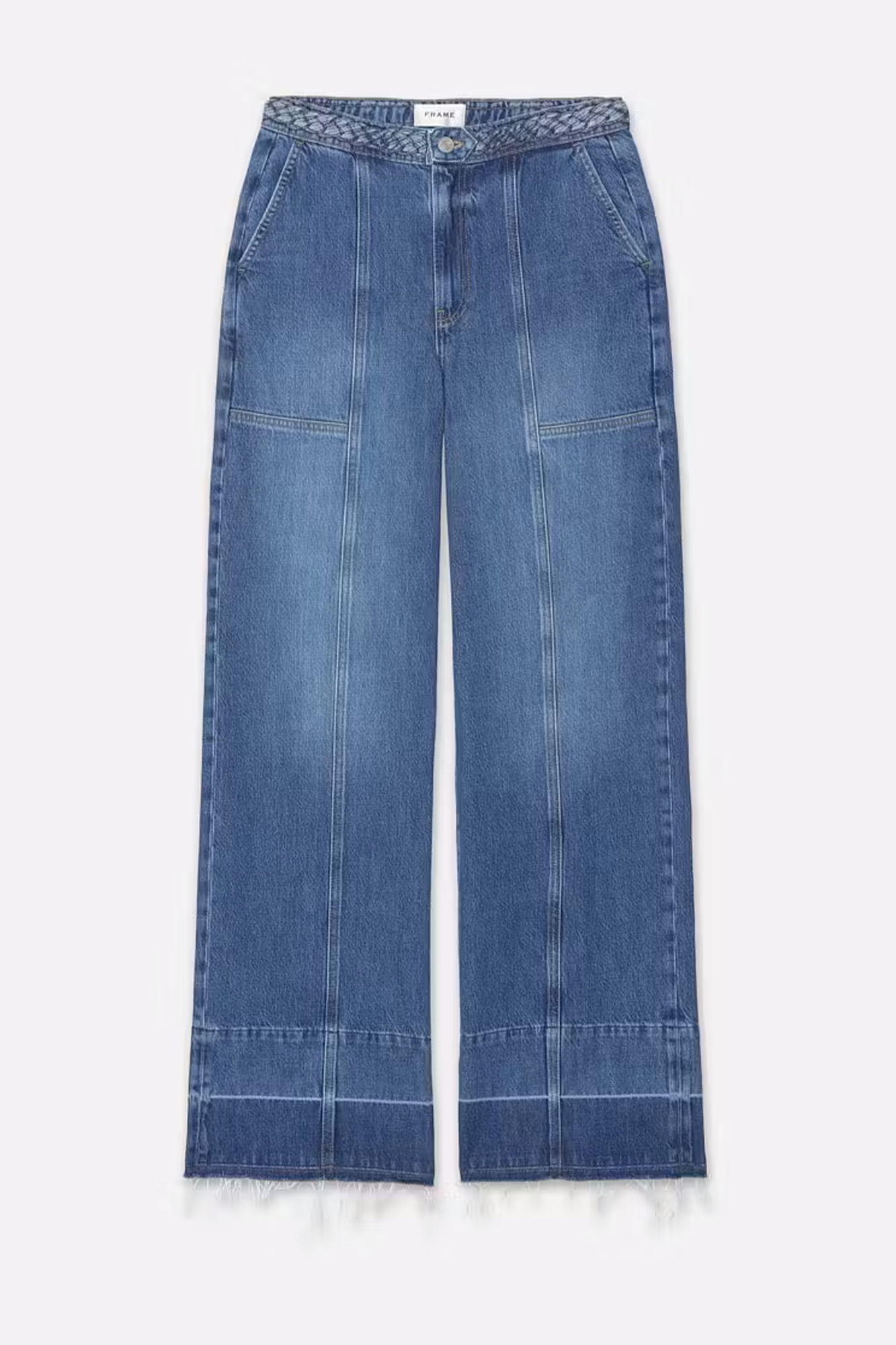 Braided Waistband Wide Leg Denim