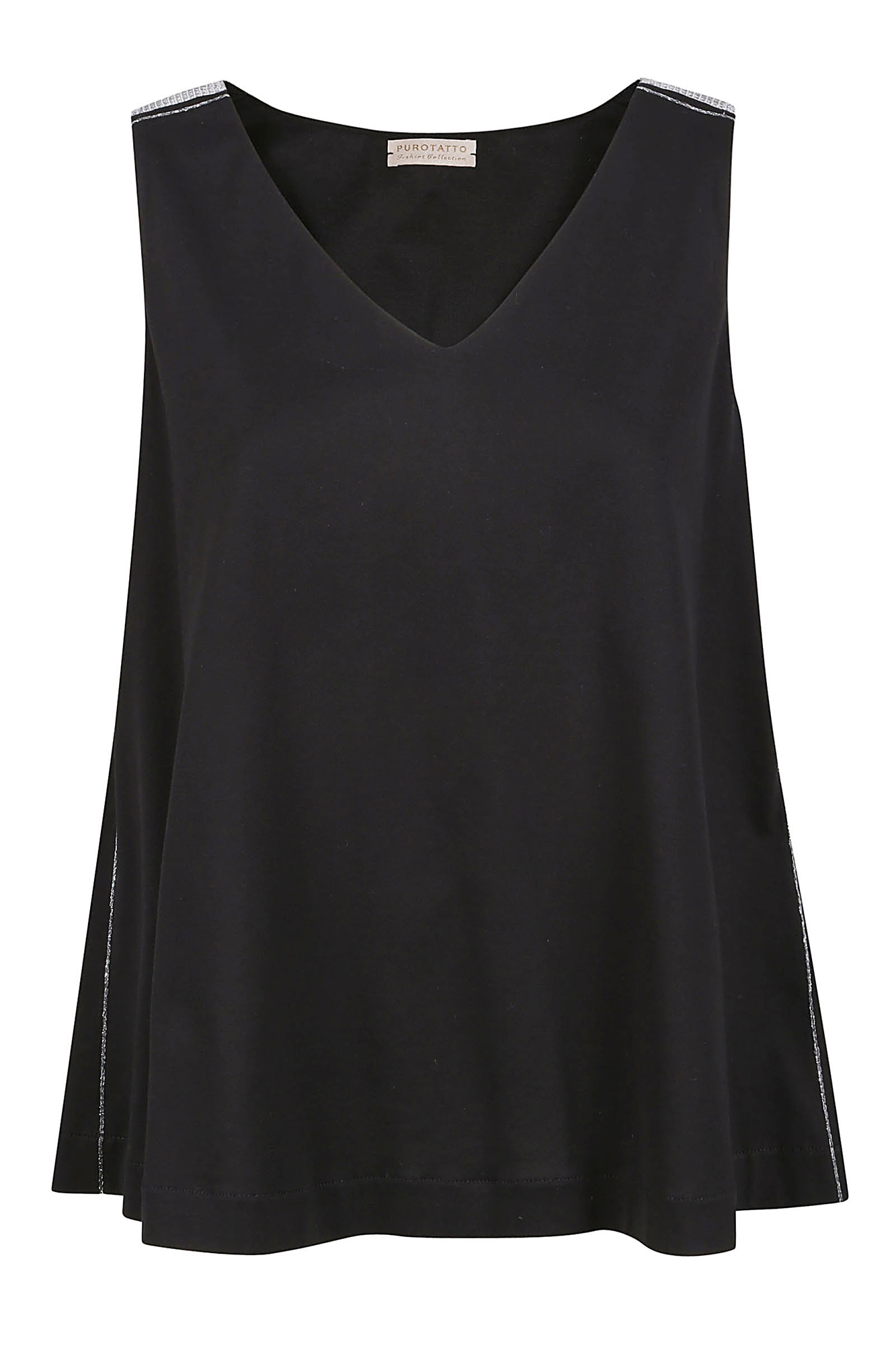 Shoulder and Side Detail Black Tank Top