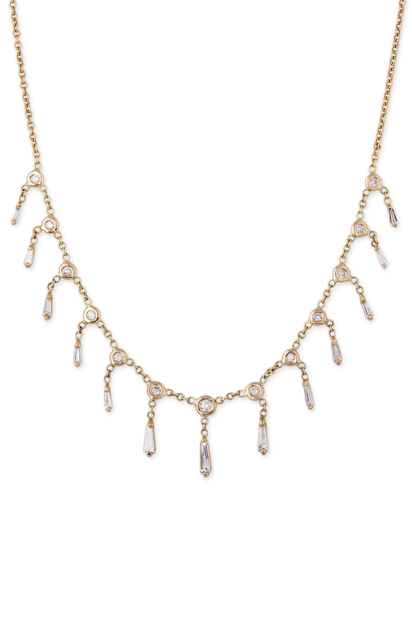 14k YG Graduated Baguette Shaker Necklace