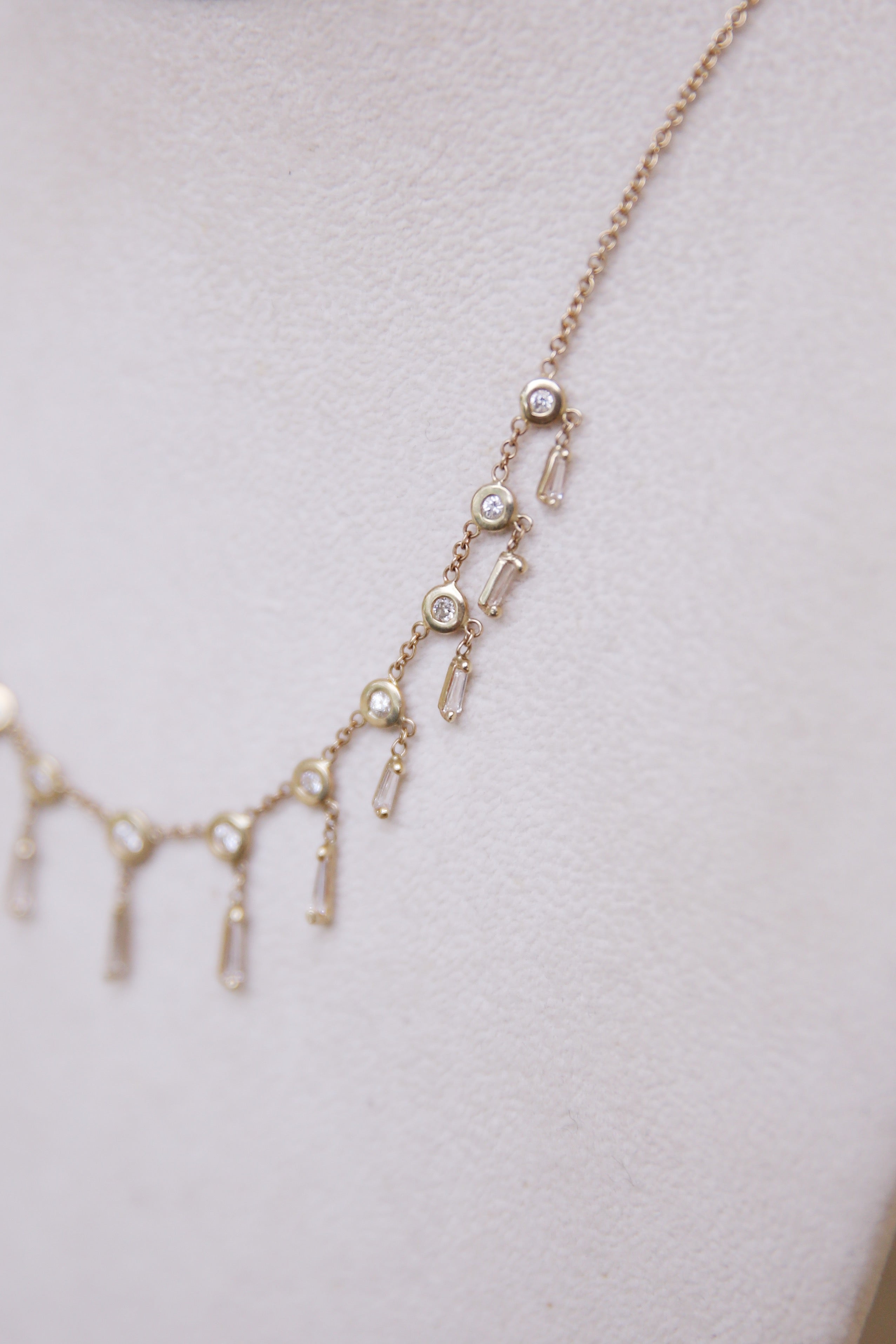 14k YG Graduated Baguette Shaker Necklace