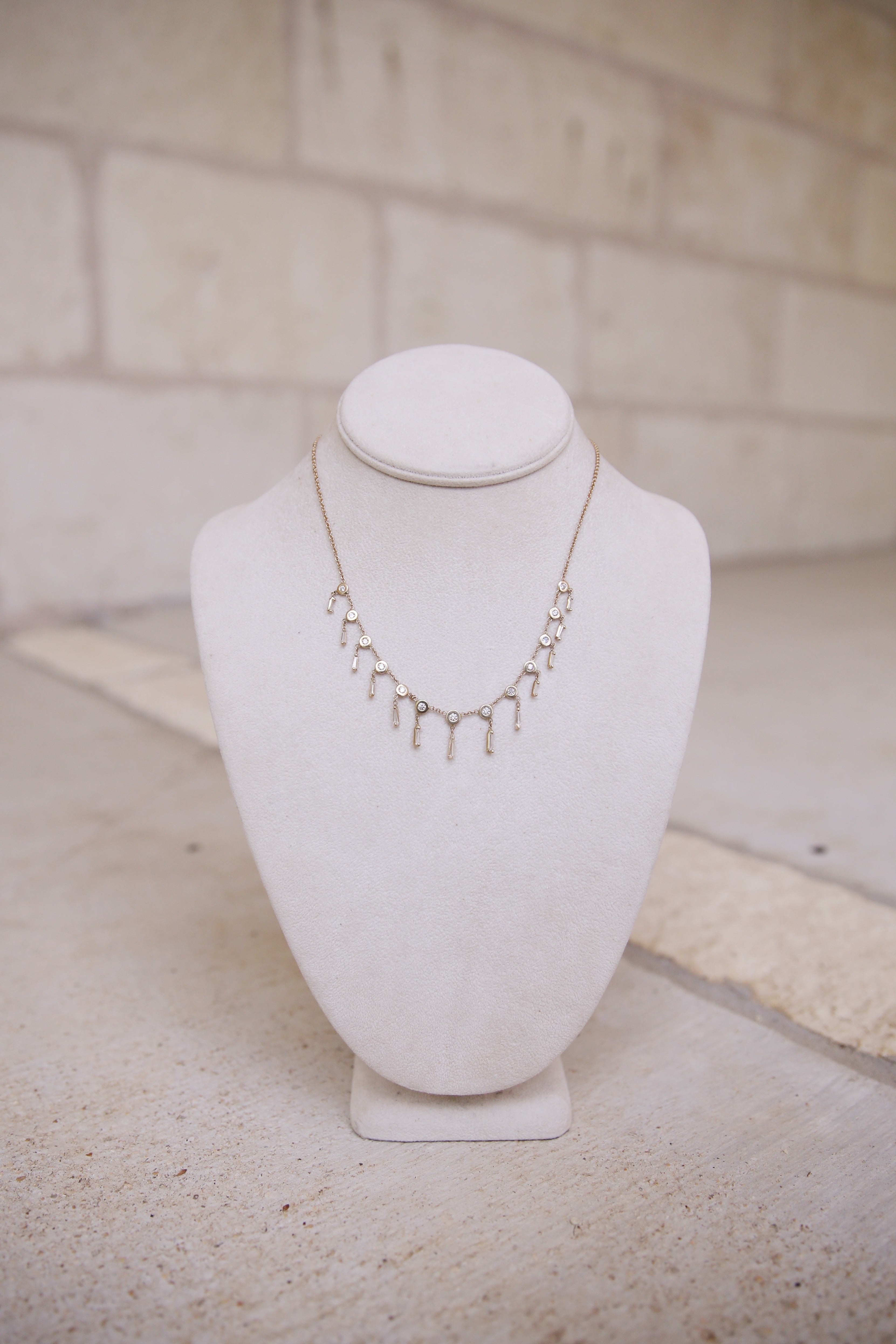 14k YG Graduated Baguette Shaker Necklace