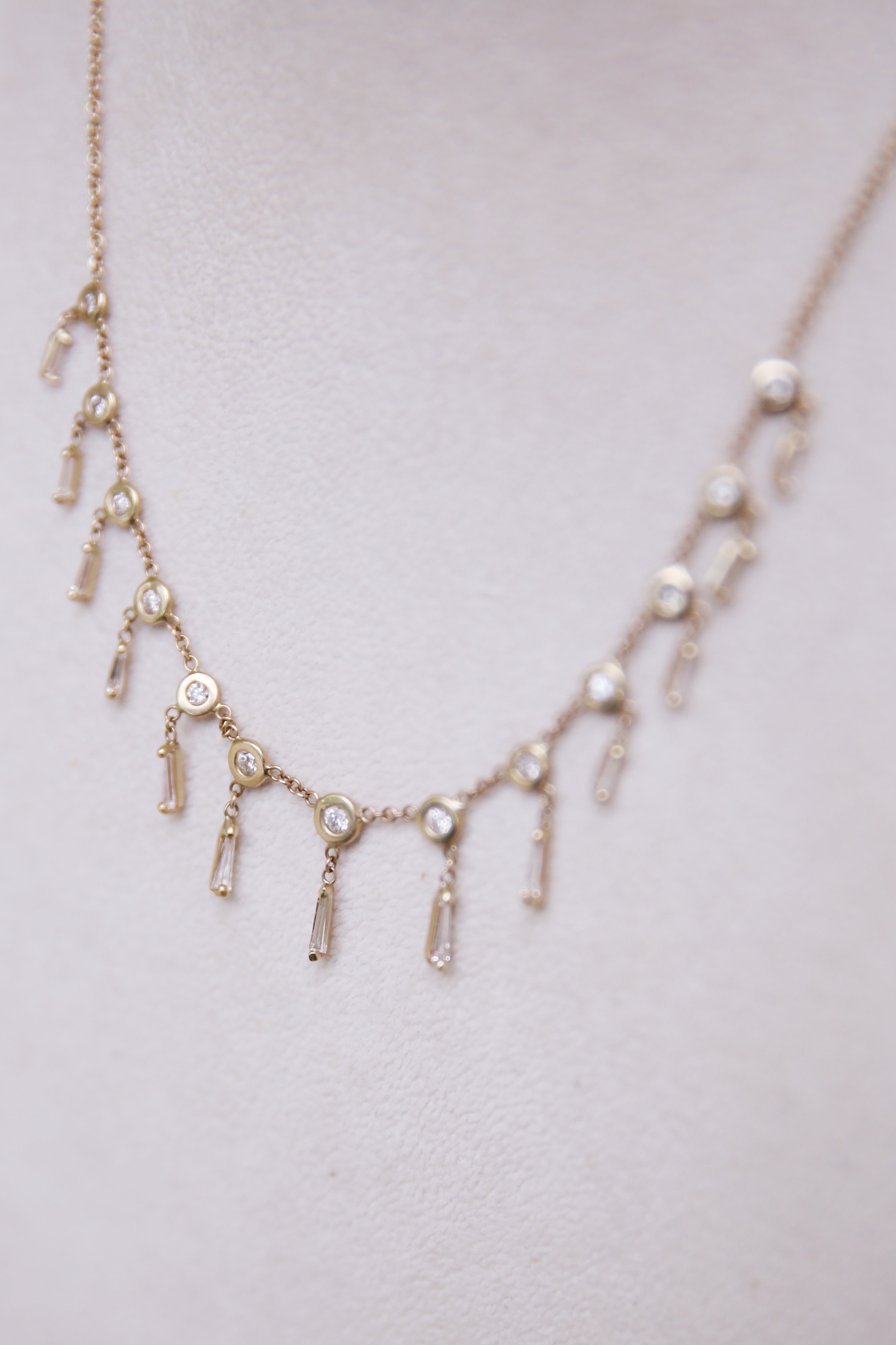 14k YG Graduated Baguette Shaker Necklace