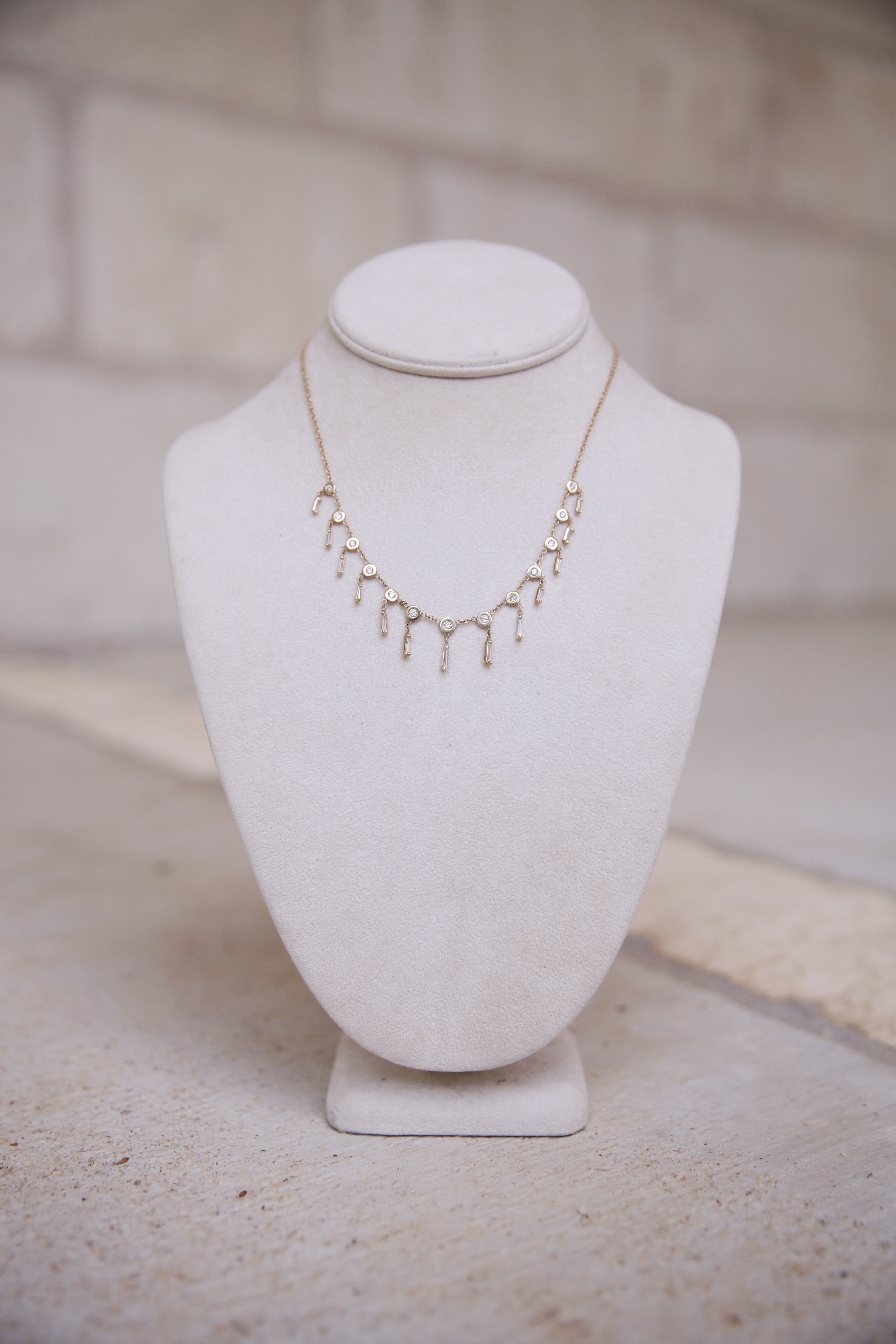 14k YG Graduated Baguette Shaker Necklace