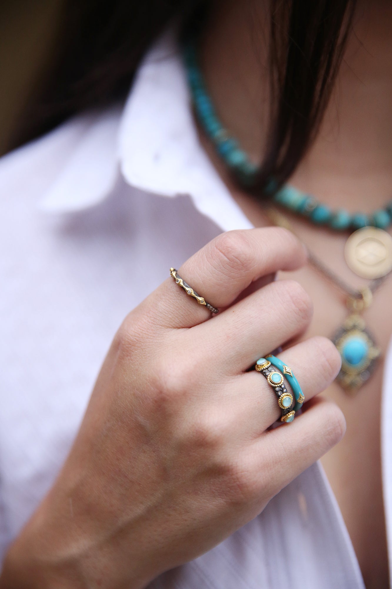 18k YG + SS Crivelli Stack Band Ring