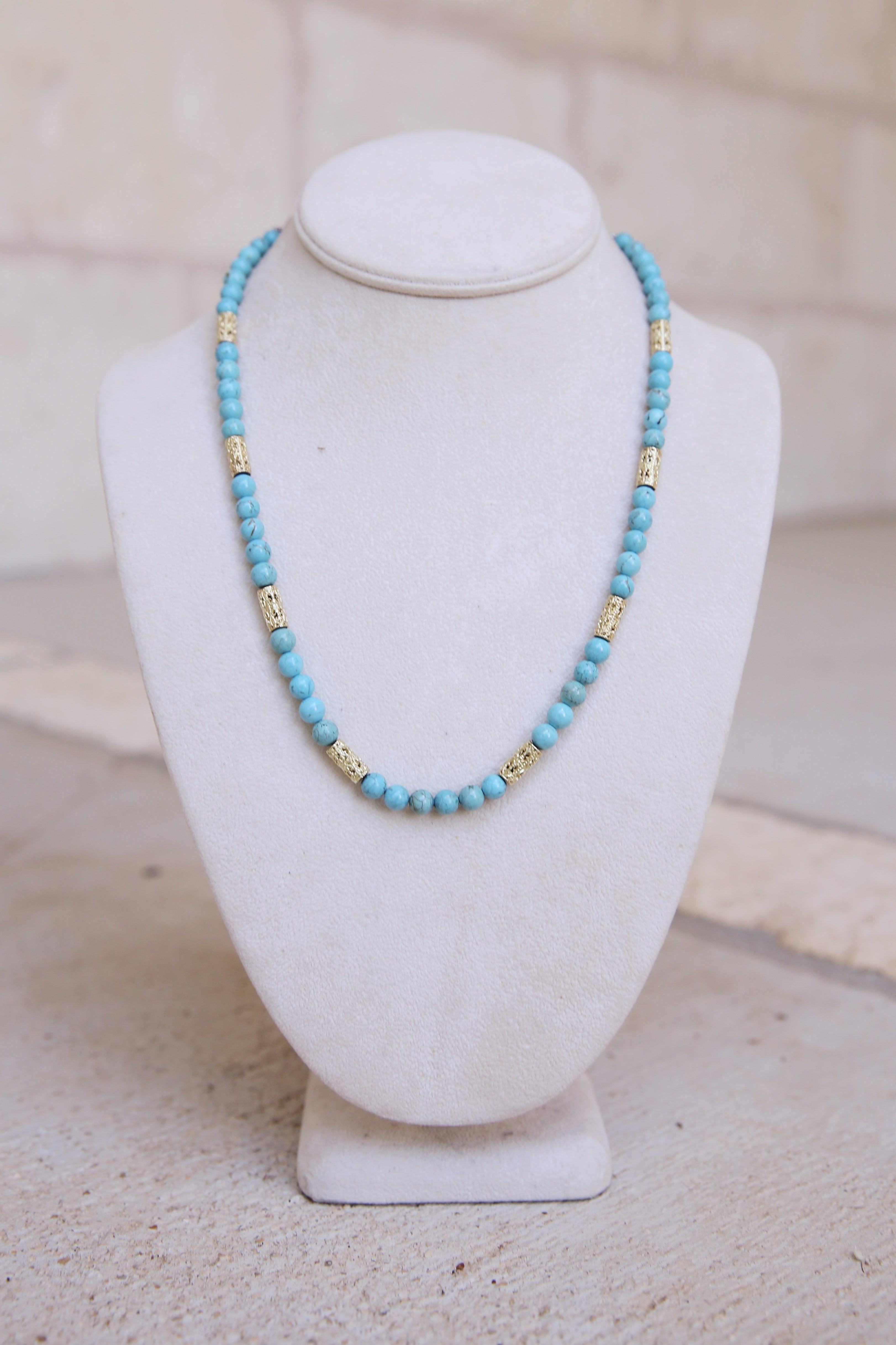 20" Artifact Turquoise Beaded Necklace
