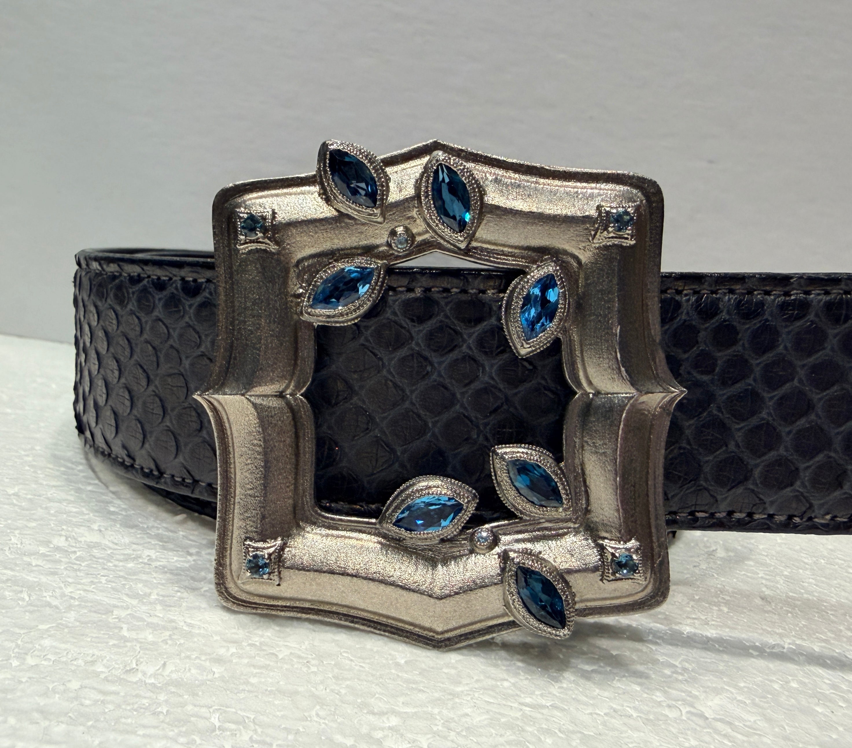 Sterling Silver Belt Buckle w/London Blue Topaz Belt
