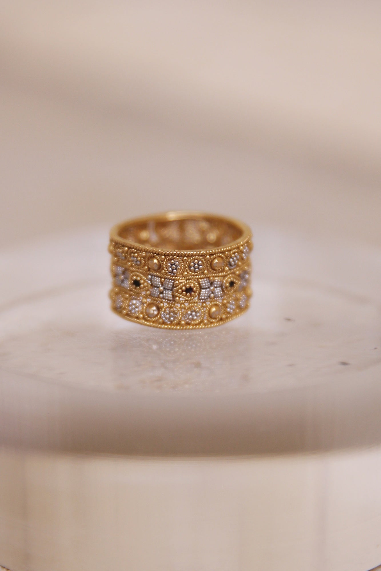 22K White + Yellow Gold Ring