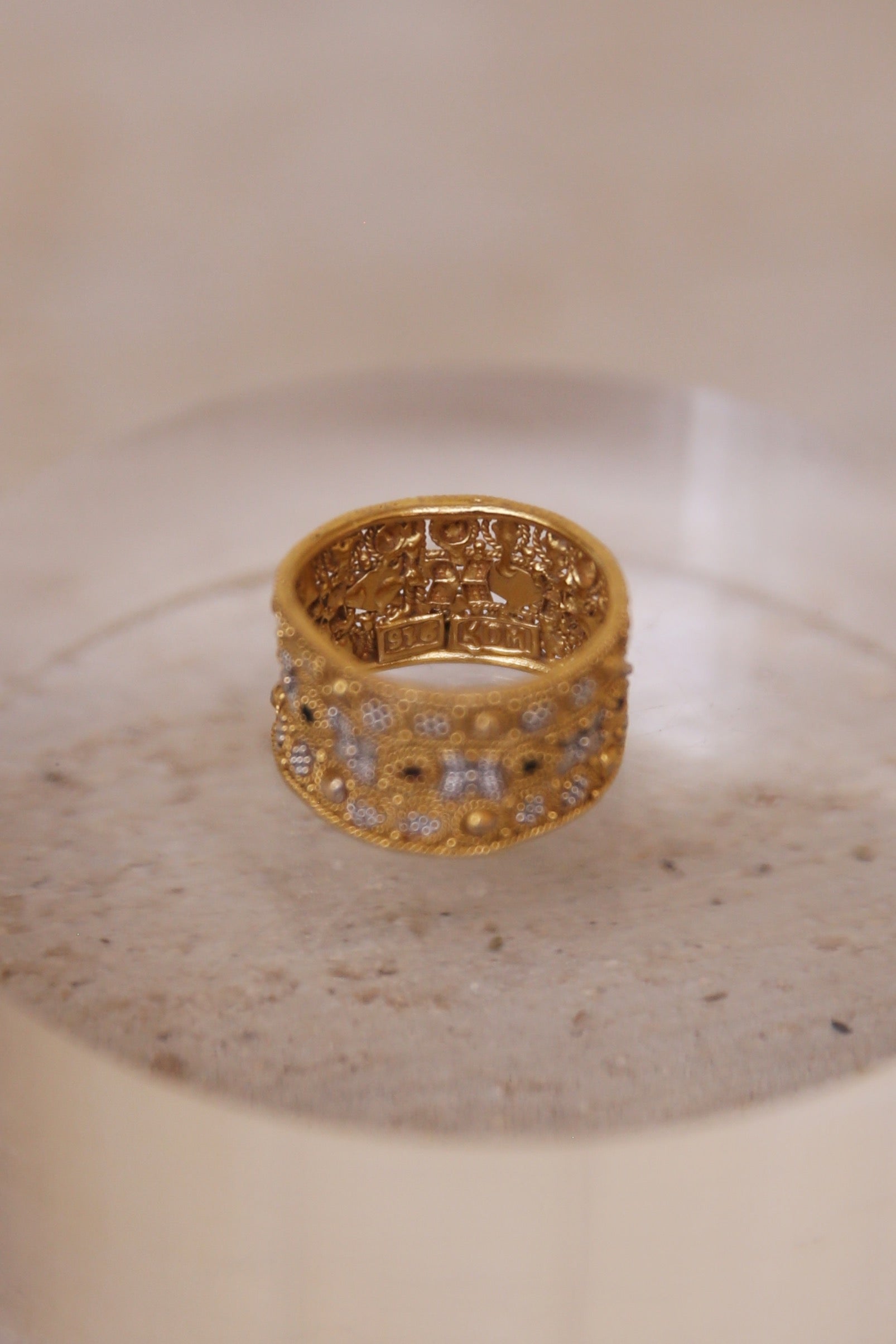 22K White + Yellow Gold Ring