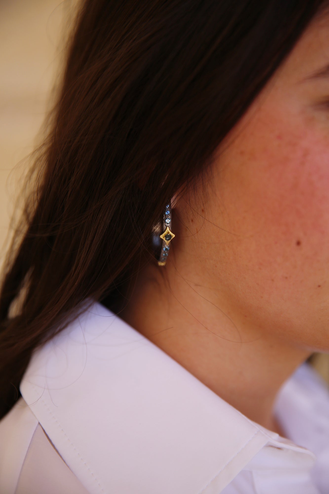 30MM London Blue Topaz Crivelli Hoop Earring