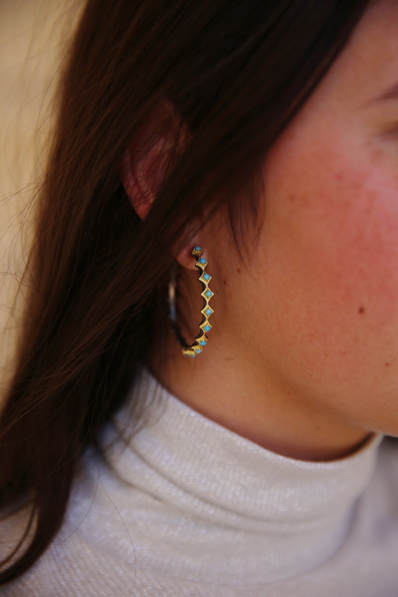 35MM Turquoise Crivelli Hoop Earring