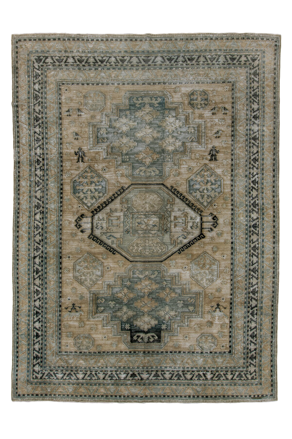 9'6" x 12'8" Hooked Multi-Denim Rug