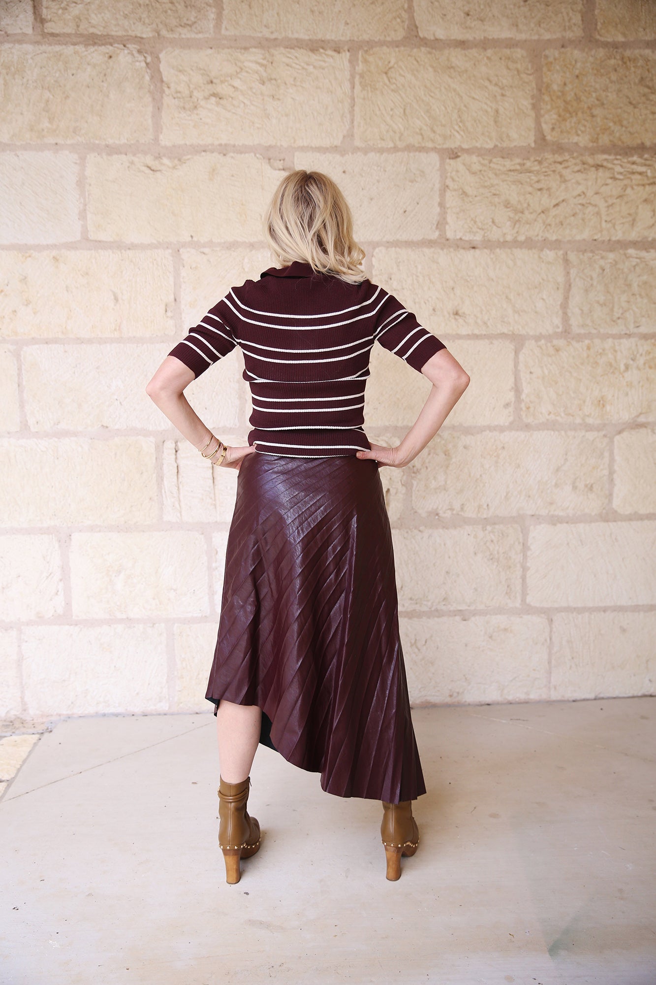 Tracy Vegan Leather Skirt Cordovan