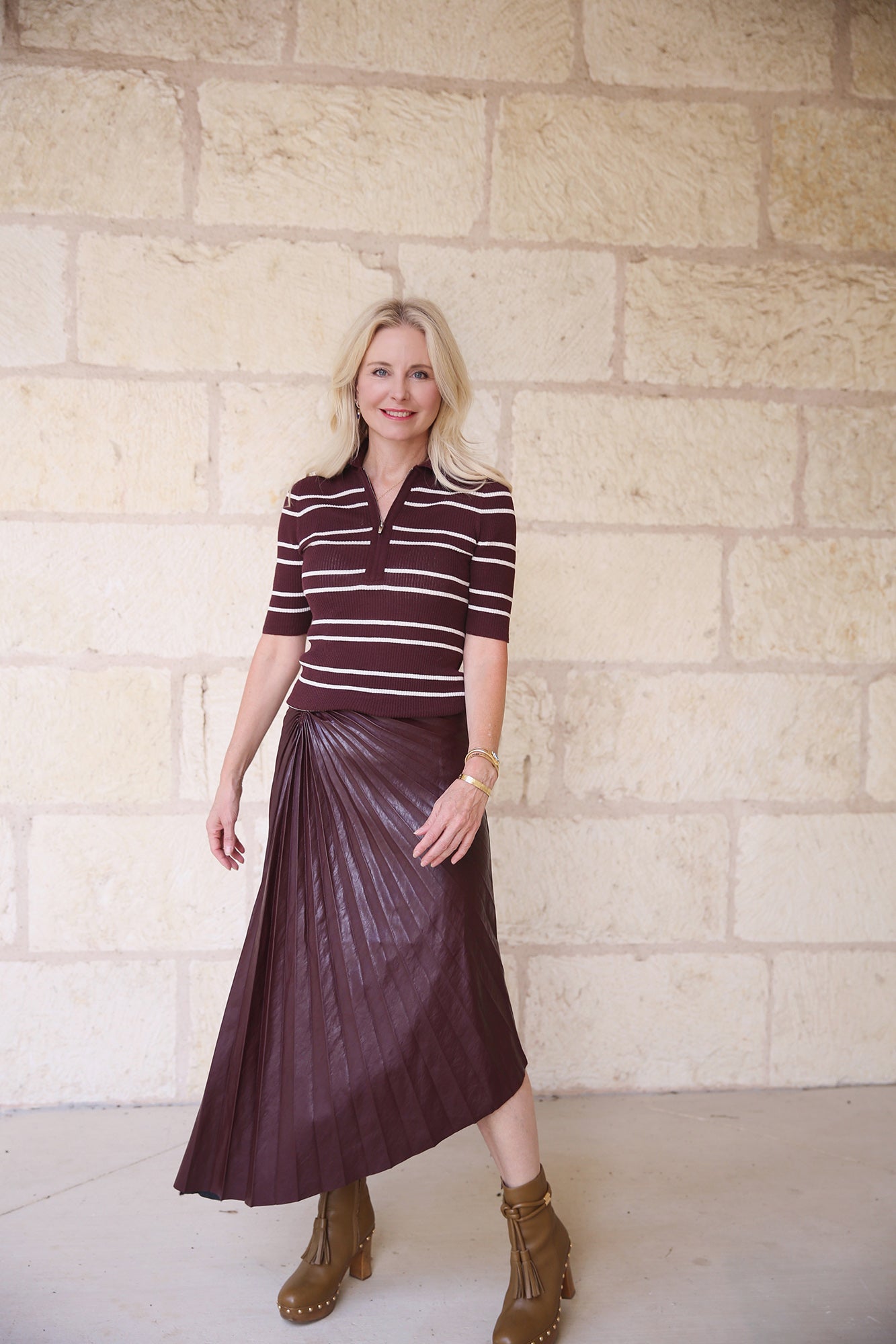 Tracy Vegan Leather Skirt Cordovan