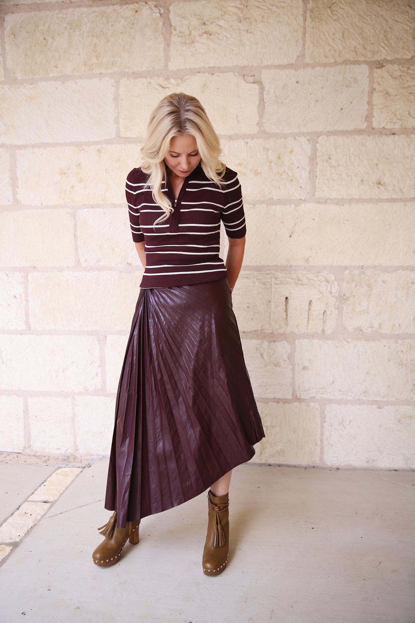 Tracy Vegan Leather Skirt Cordovan