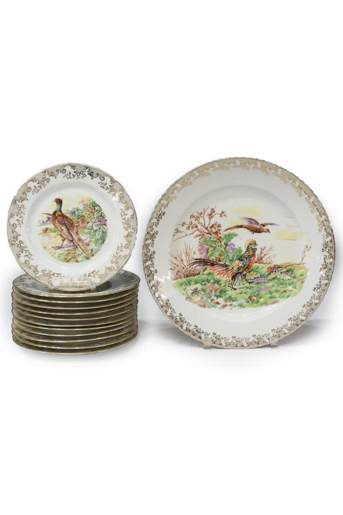 Set of 13 pieces 13 French Limoges Porcelain Game Plates