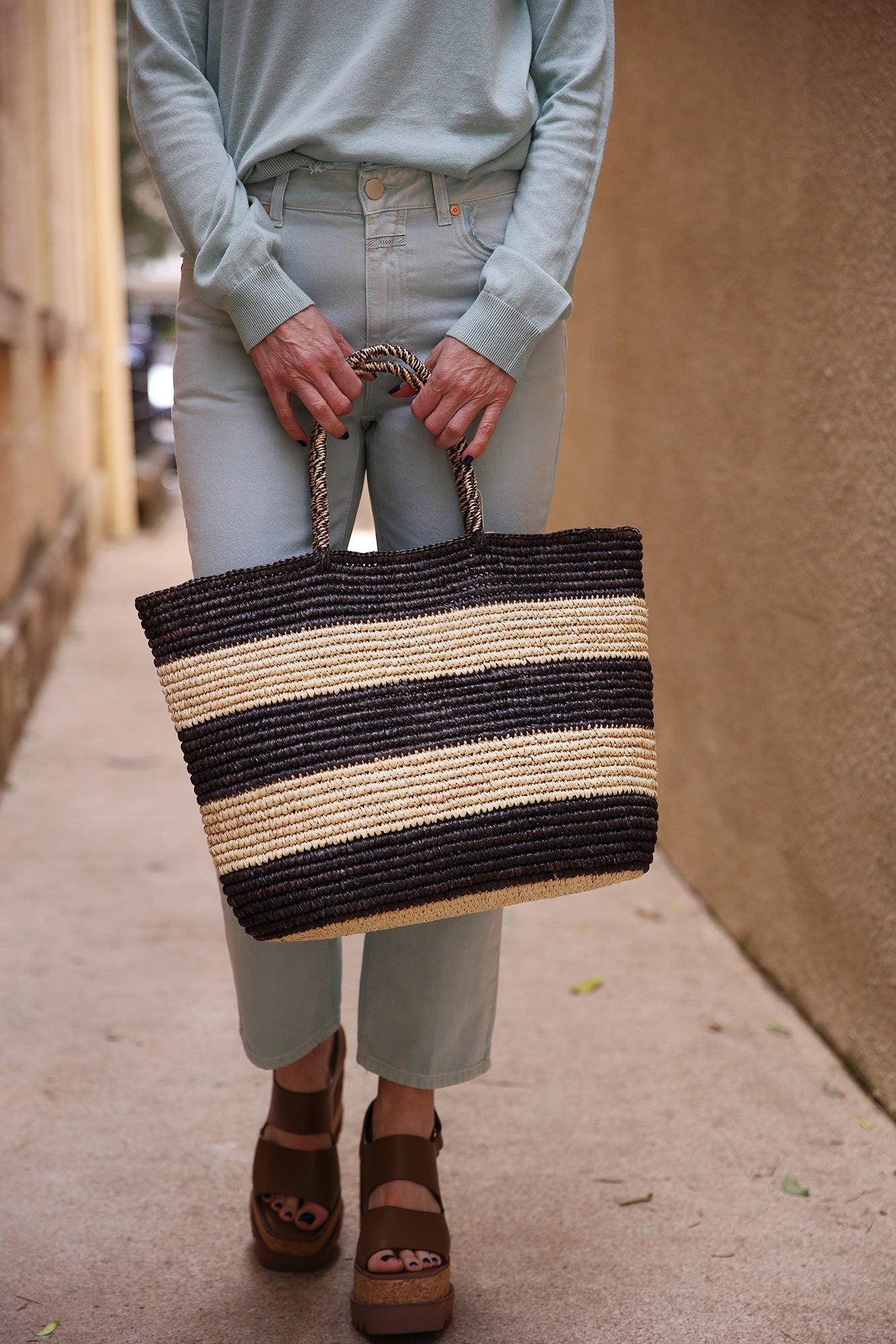 Chase Stripe  Straw Woven Bag