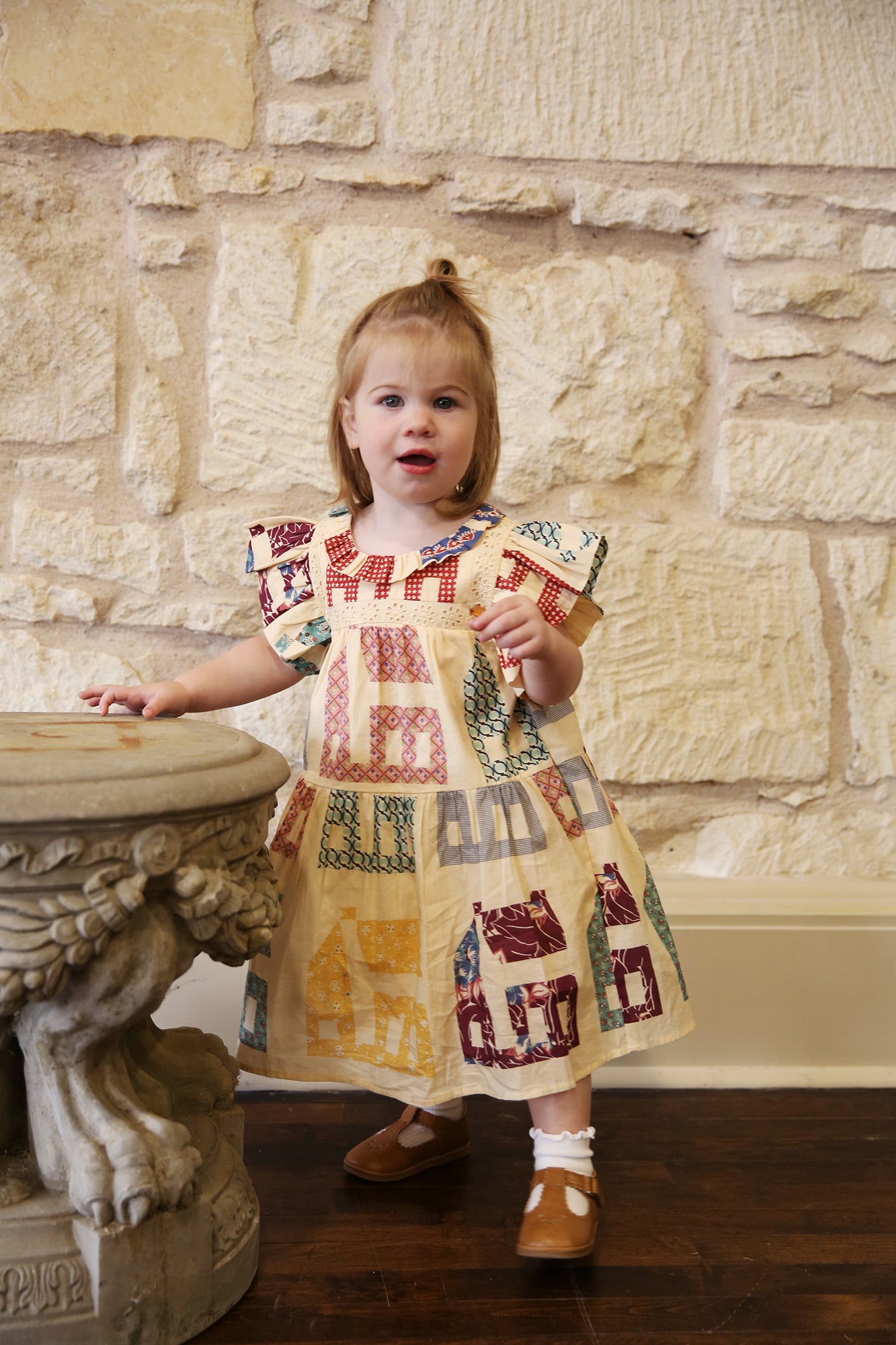 Anneliese Patchwork Short Sleeve Dress