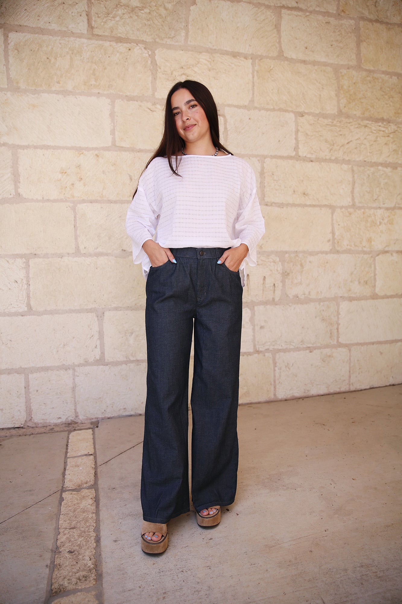 Airy Organic Cotton Twill Wide Leg Pant Denim
