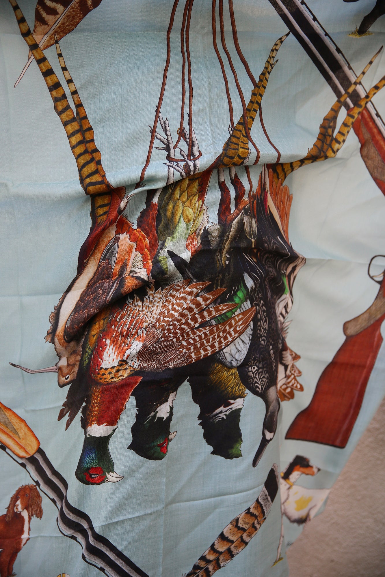 Bird Hunting Fend L'Air Cashmere Silk Shawl 54x54"