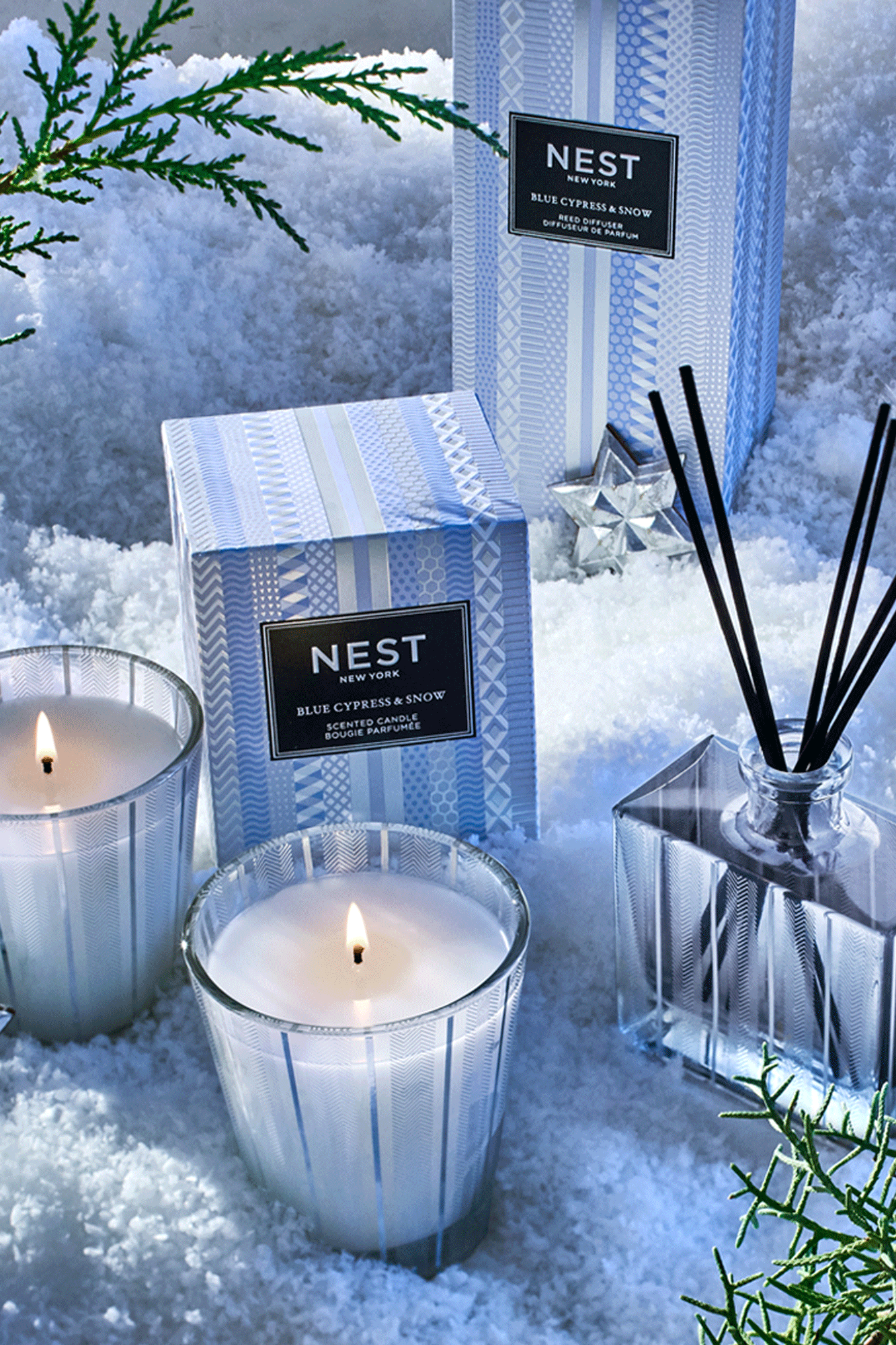 Blue Cypress & Snow Classic Candle