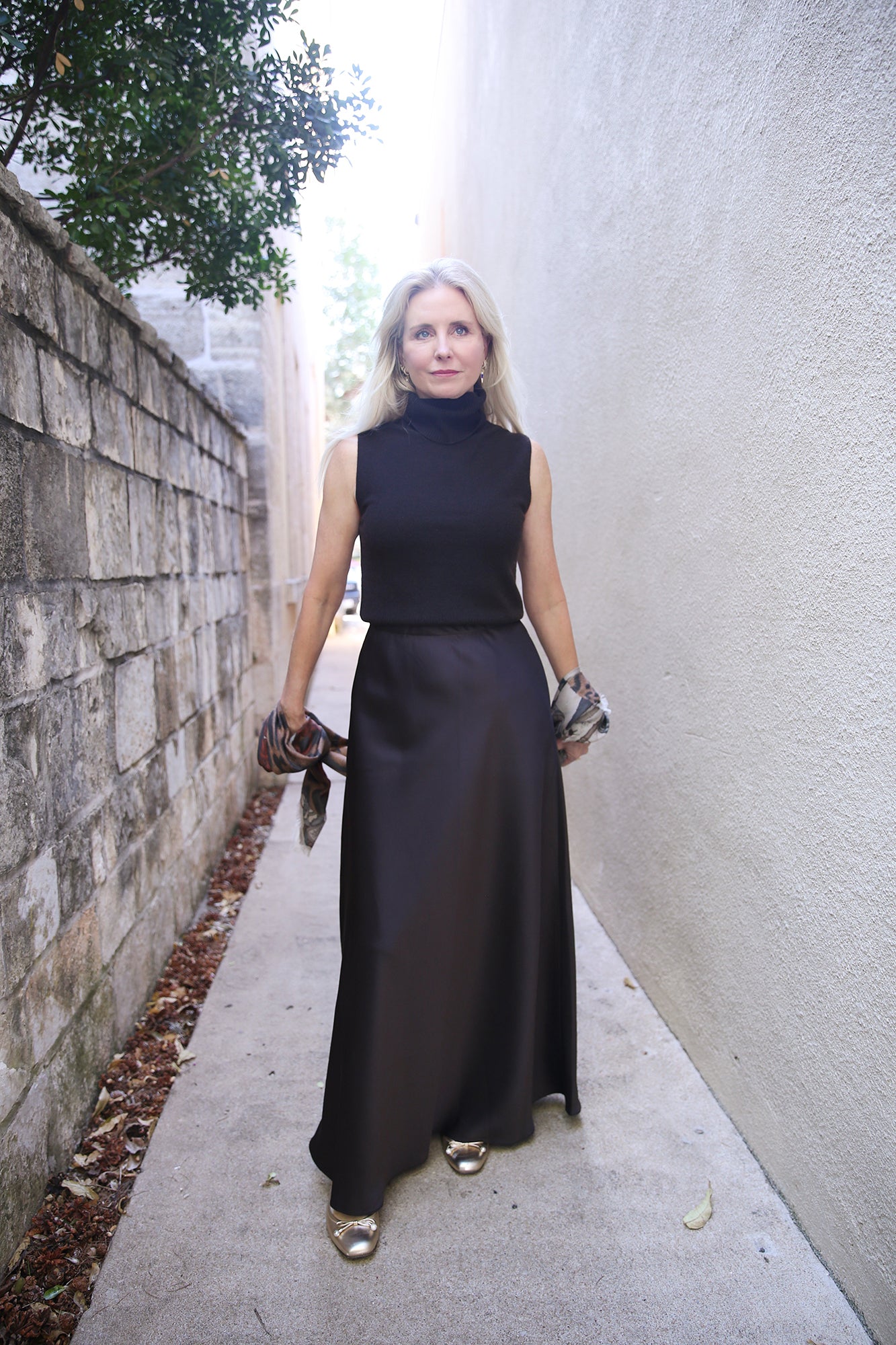Barb Satin Maxi Skirt Chocolate