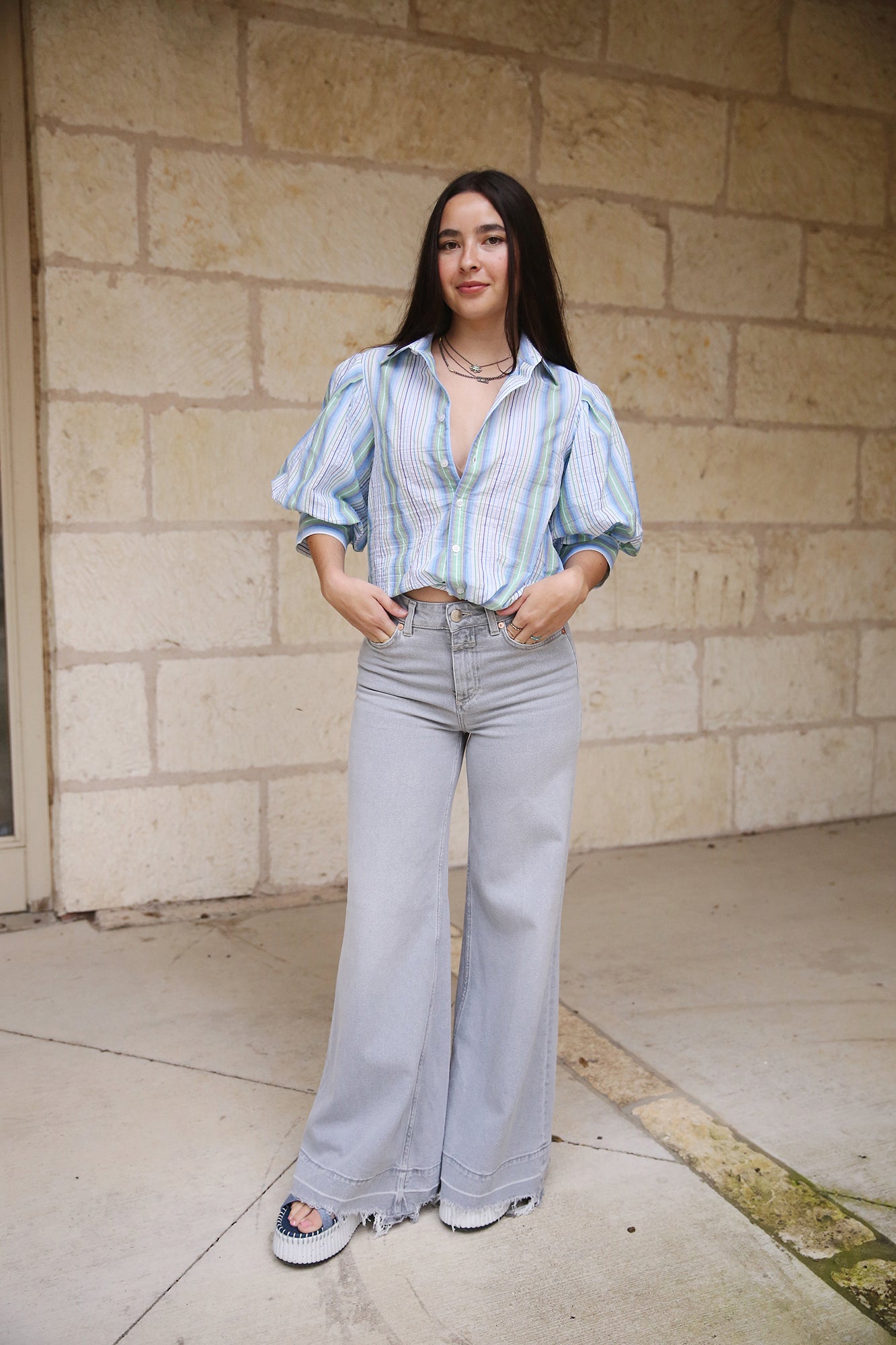Glow Up Wide Jeans Light Grey