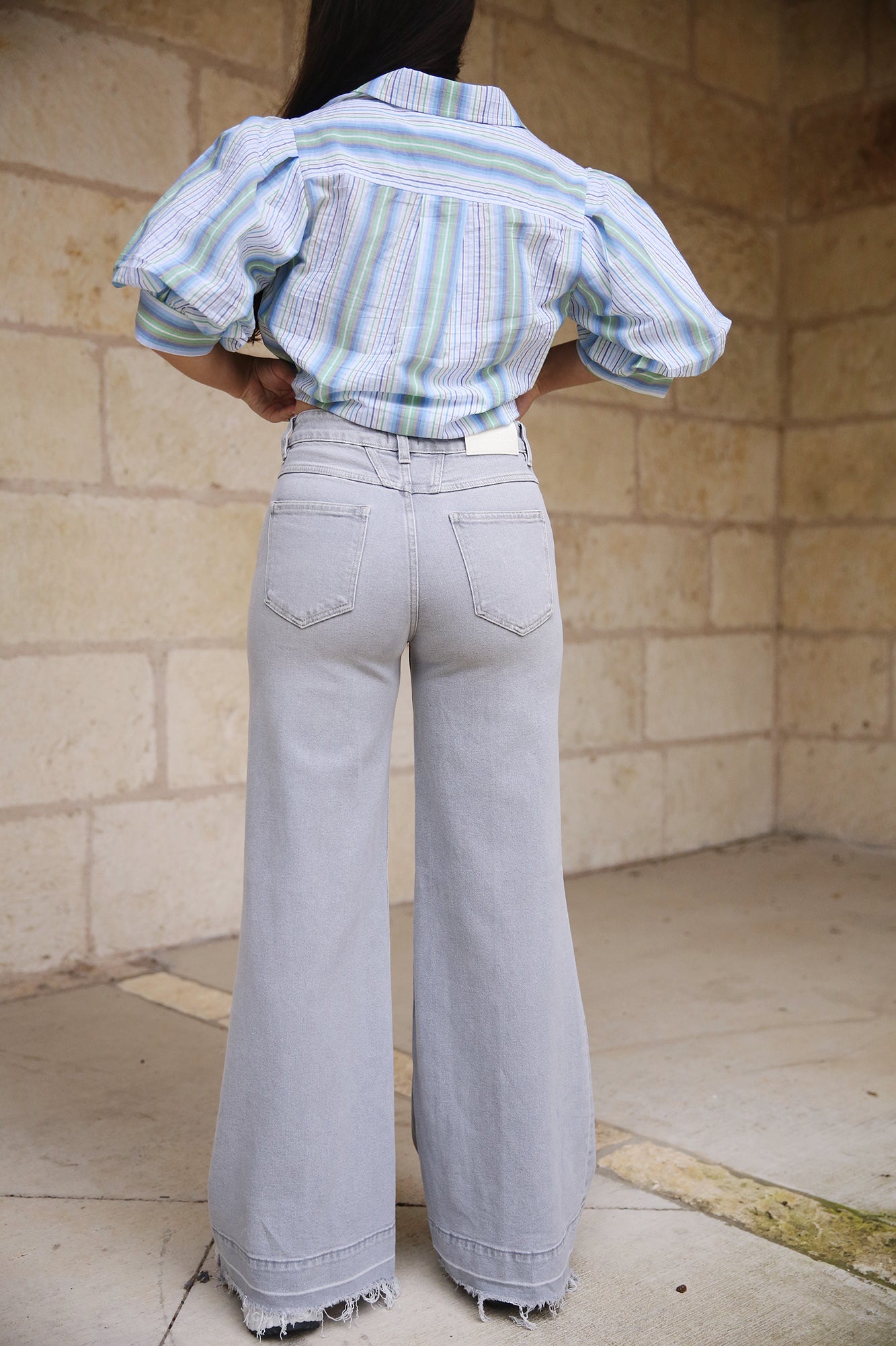Glow Up Wide Jeans Light Grey