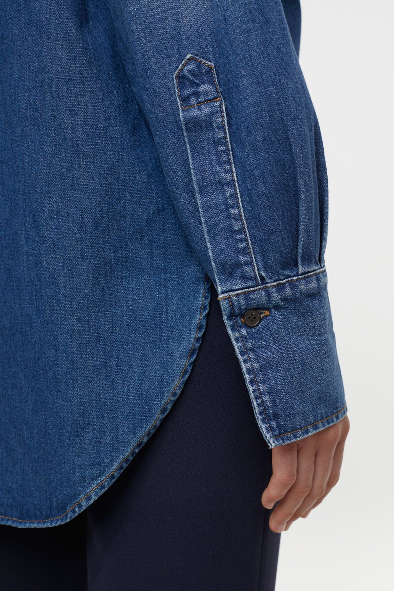 Boxy Denim Shirt Dark Blue