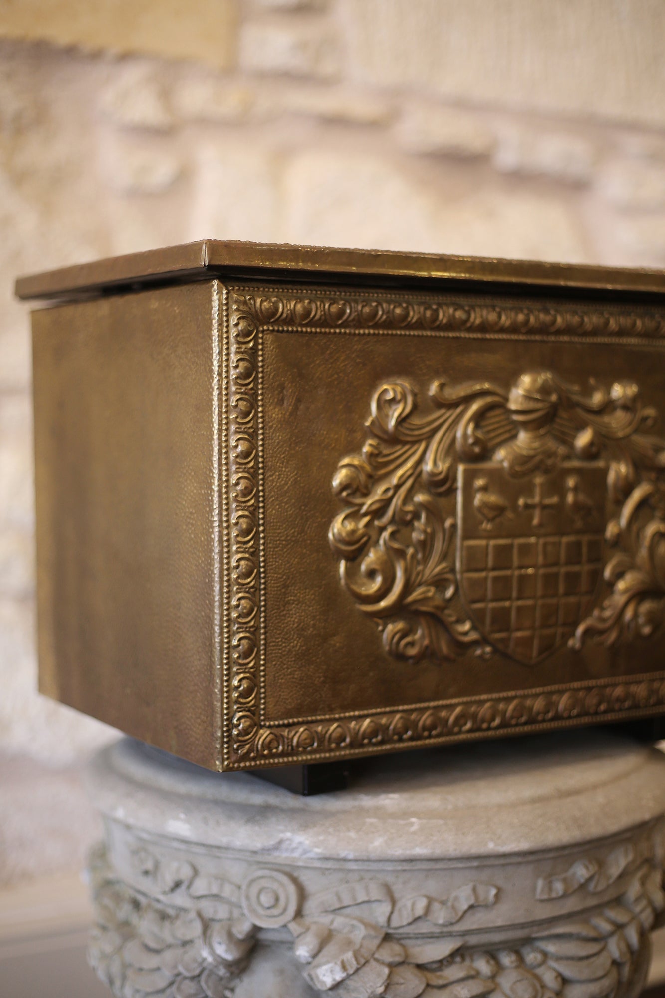Brass Embossed Coal Box