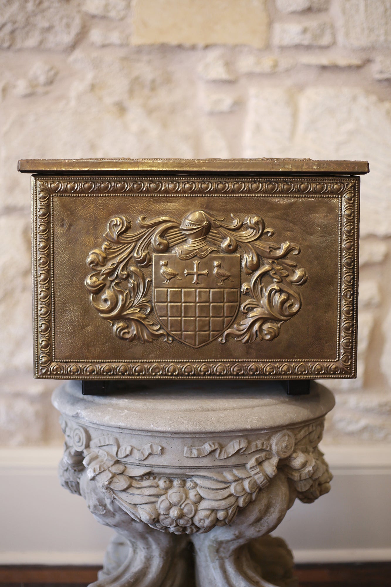 Brass Embossed Coal Box