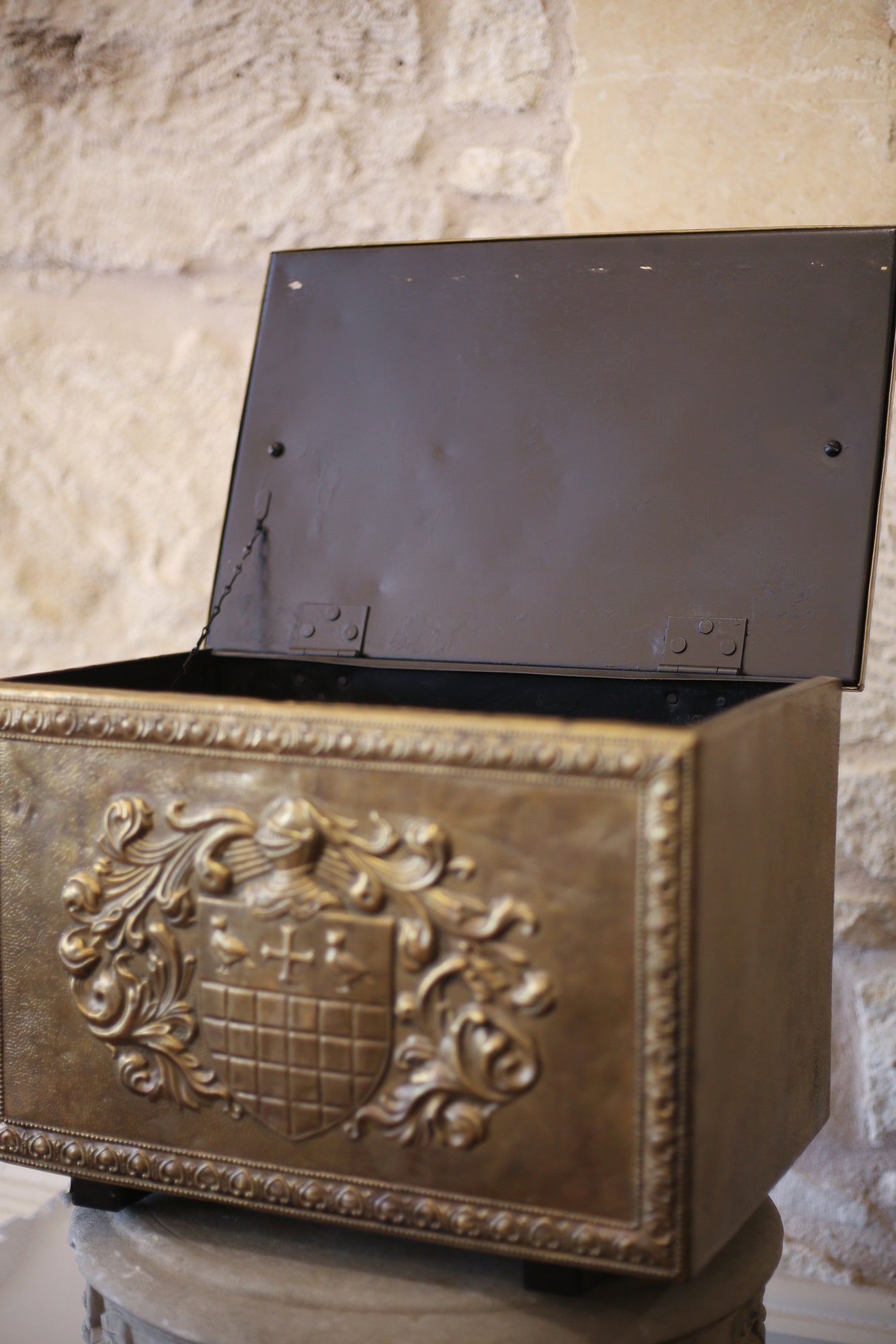 Brass Embossed Coal Box
