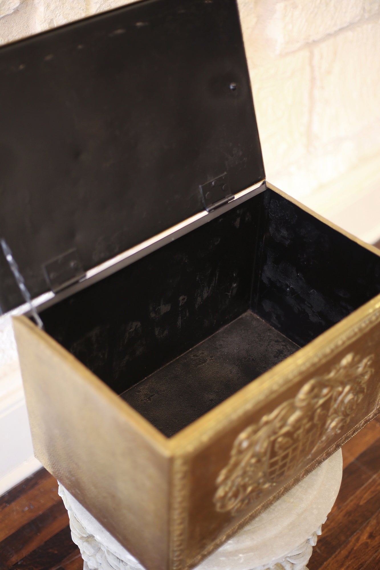 Brass Embossed Coal Box