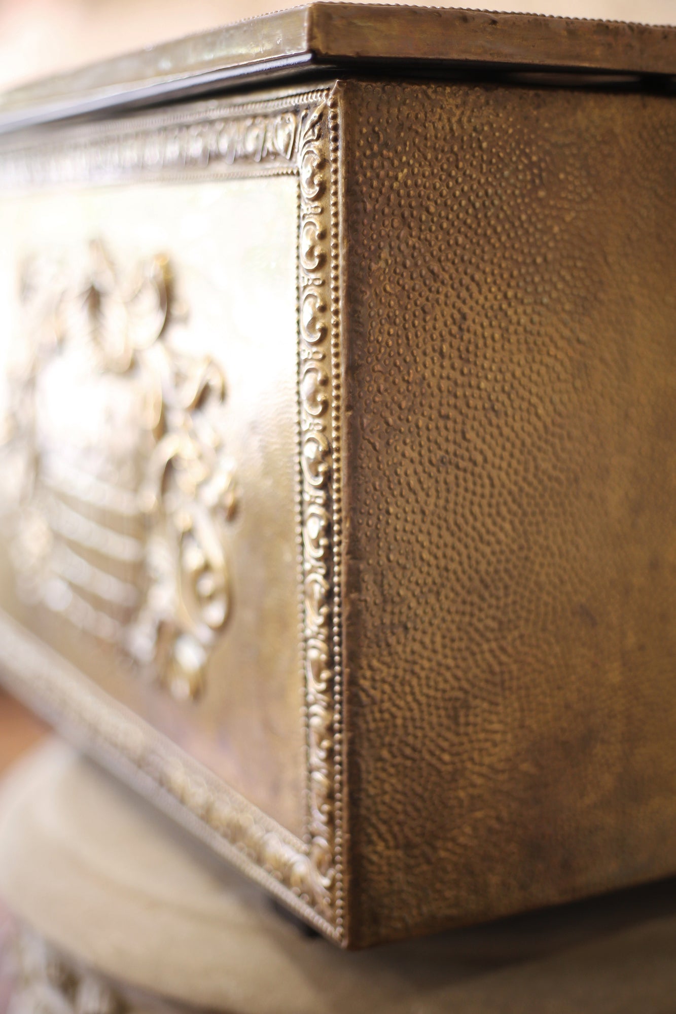 Brass Embossed Coal Box