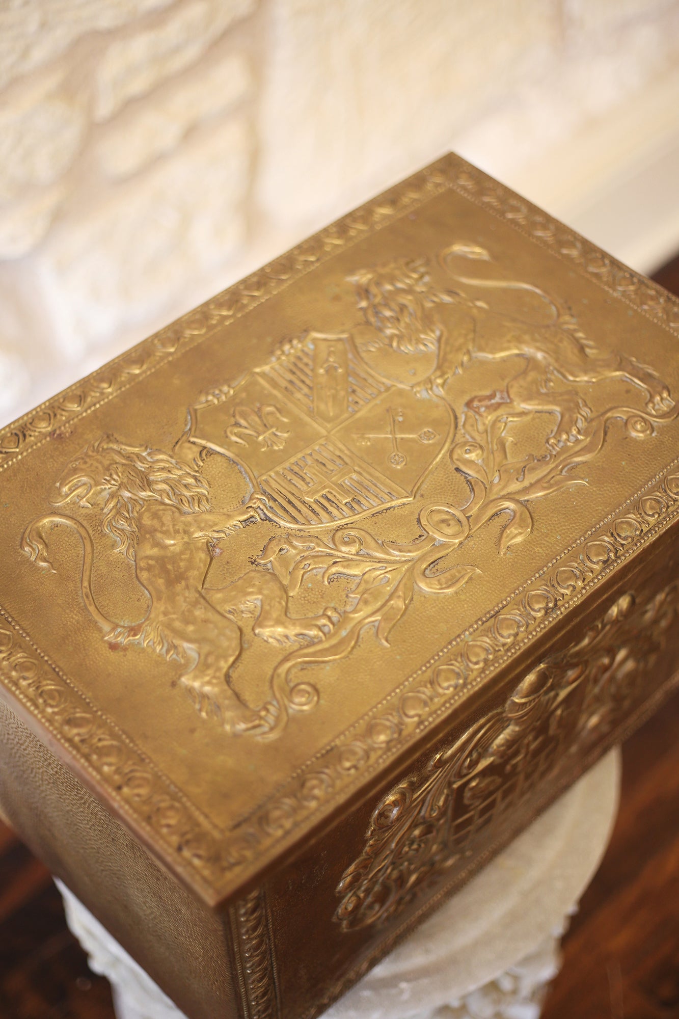 Brass Embossed Coal Box