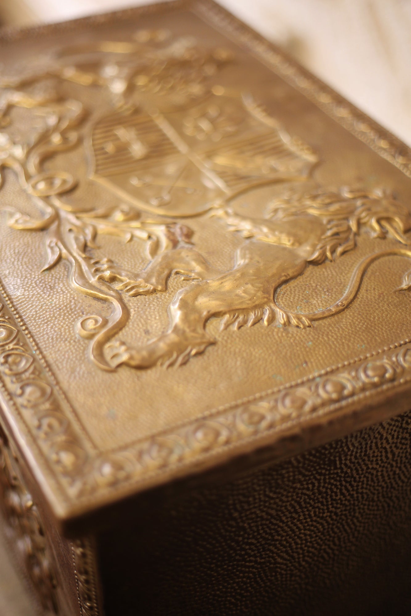 Brass Embossed Coal Box