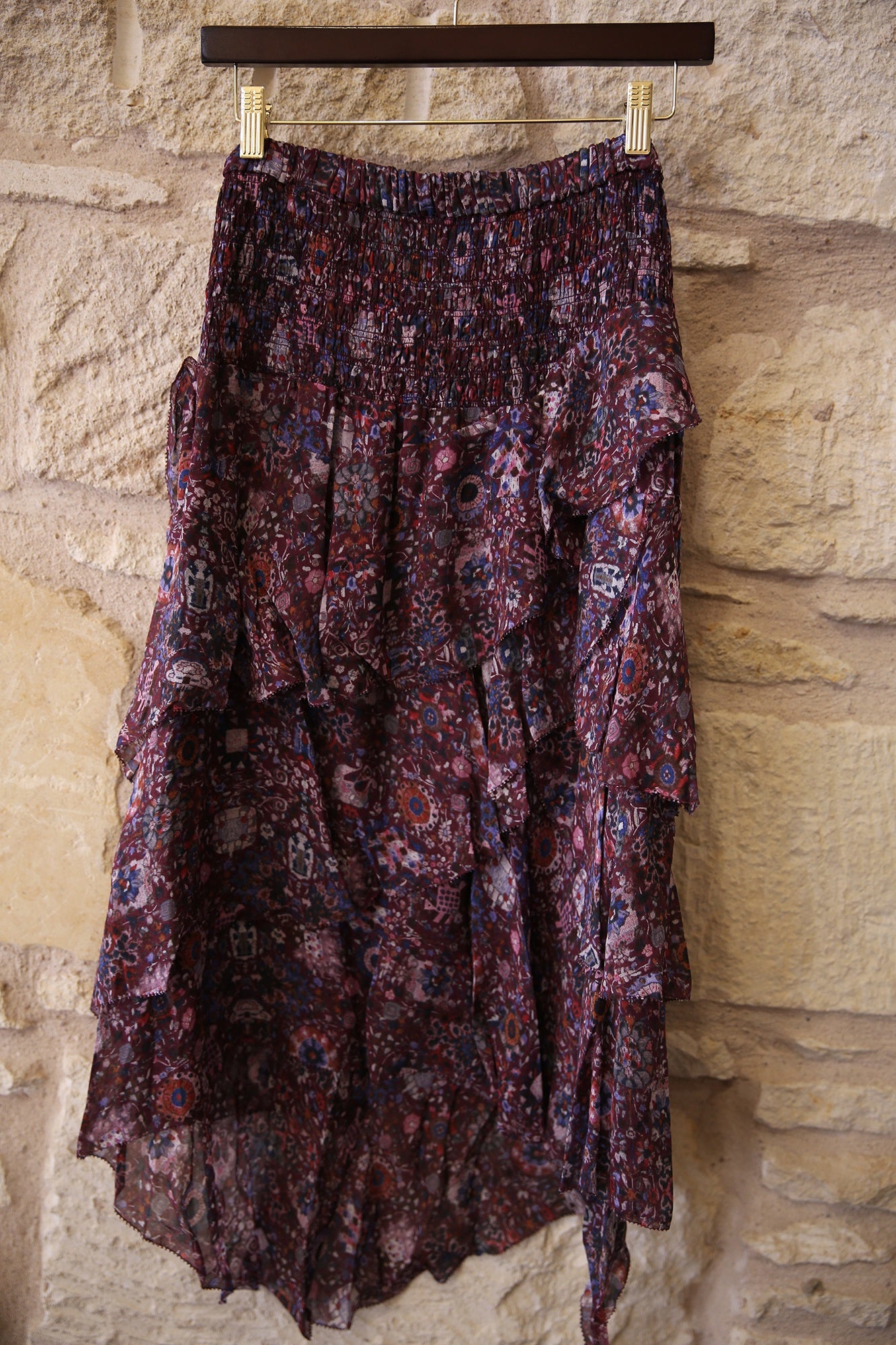 Brigitte Frilly Printed Midi Skirt