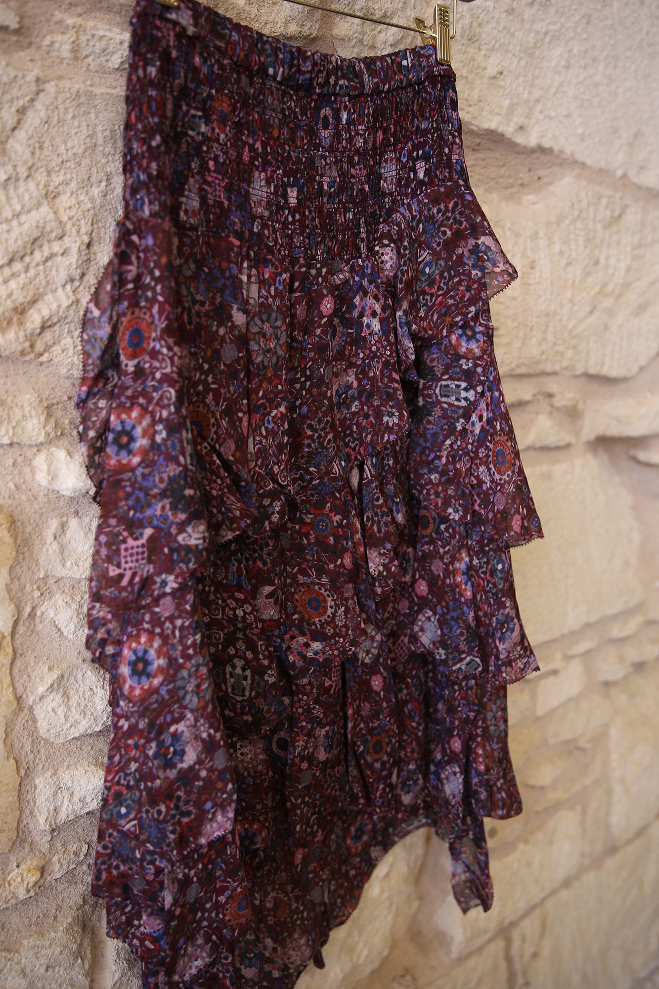 Brigitte Frilly Printed Midi Skirt