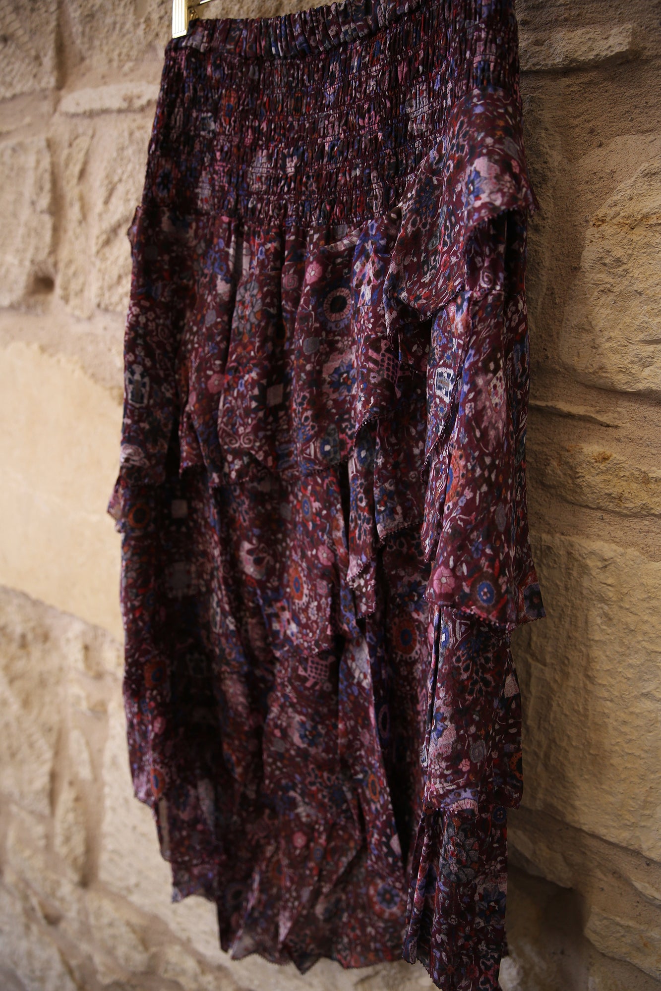Brigitte Frilly Printed Midi Skirt