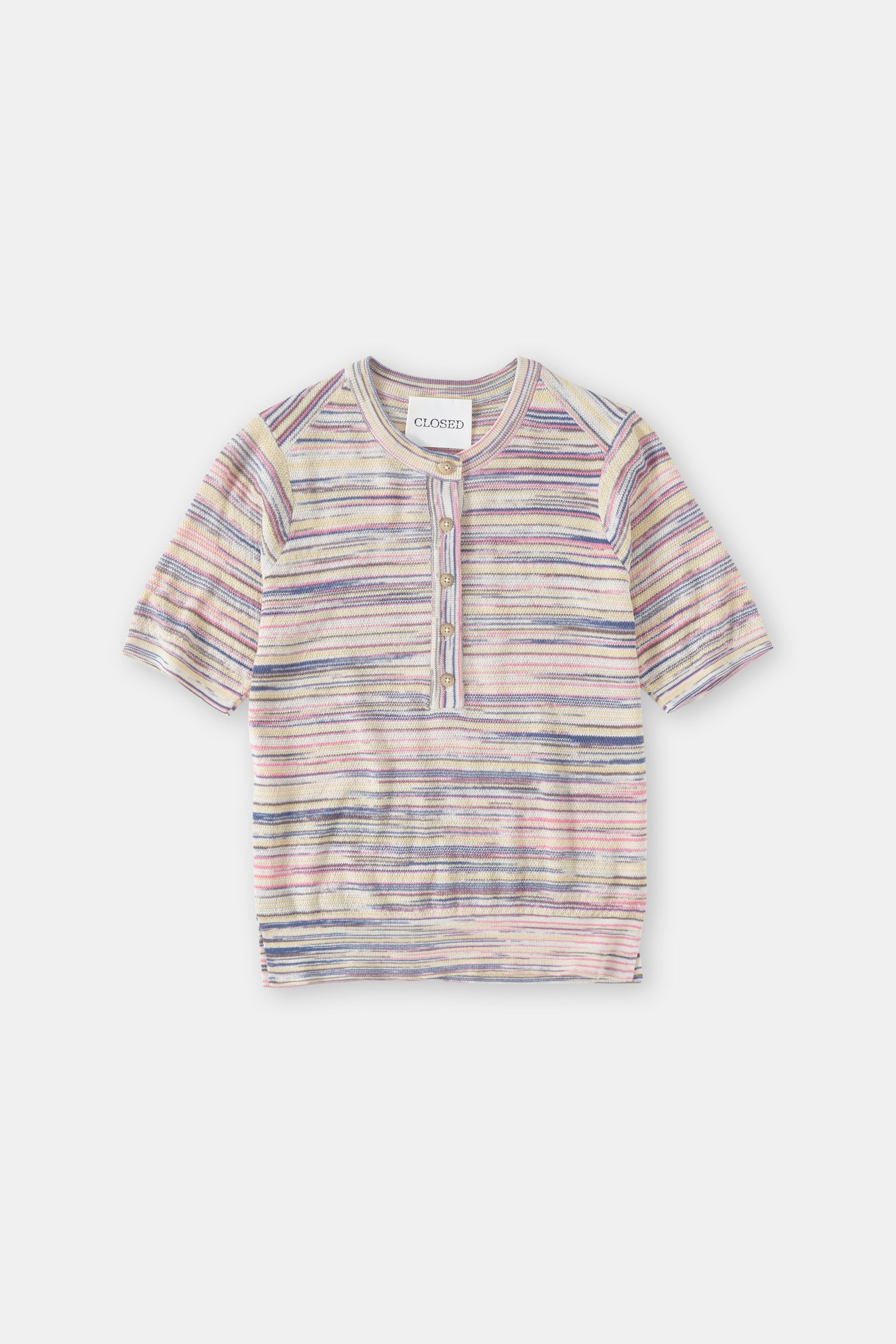Henley Short Sleeve Fine Knit Shirt Multi Color