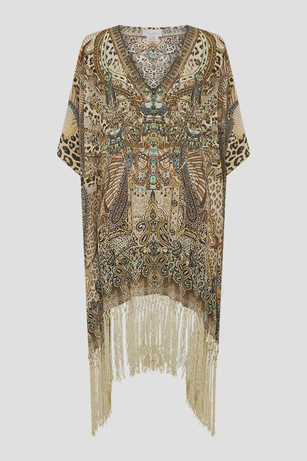 Rectangular V Neck Kaftan With Fringing The Throne Room